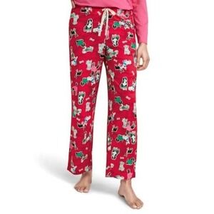 Hue Womens Dog Print Pups in Parkas Pajama Pants Red Medium Holiday Cozy PJ NWT